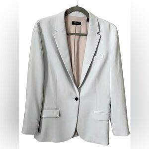 Theory Staple One Button Blazer Jacket in Classic Crepe in Light Blue